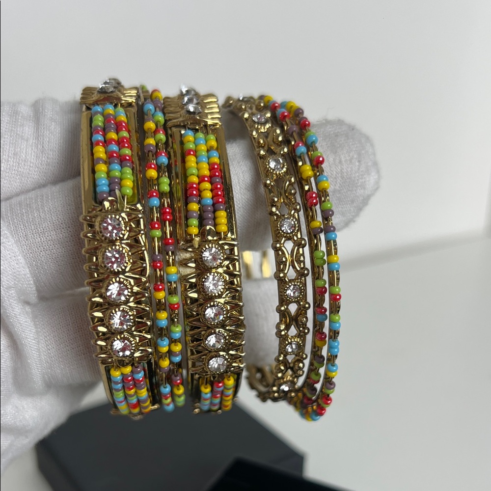 Colorful Beaded Gold Bracelets - Picture 1 of 7
